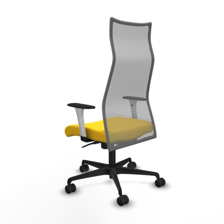 Albacete malla sincro malla gris similpiel amarillo brazos blancos base nailon ruedas 65 mm nailon