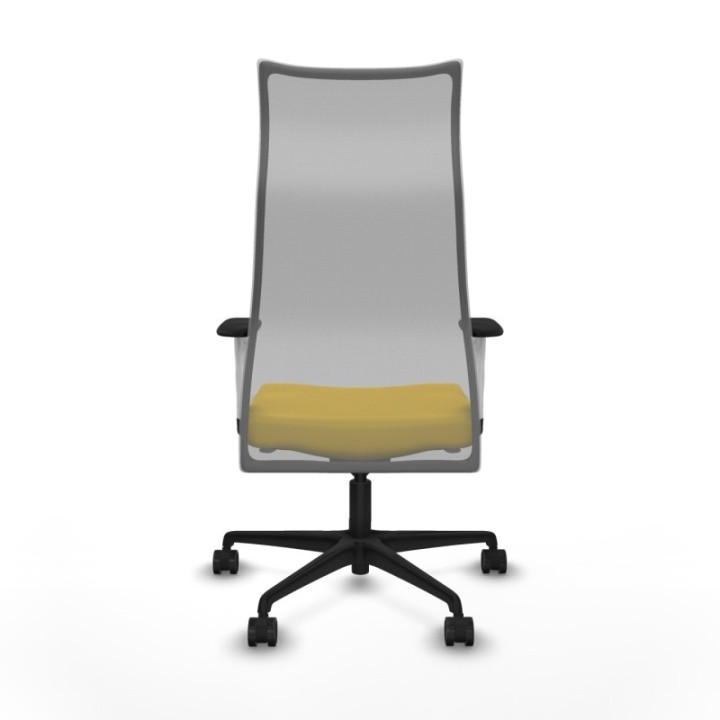 Albacete malla sincro malla gris similpiel amarillo brazos blancos base nailon ruedas 65 mm nailon