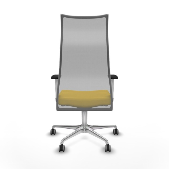 Albacete malla sincro malla gris similpiel amarillo brazos blancos base aluminio ruedas 65mm engomadas