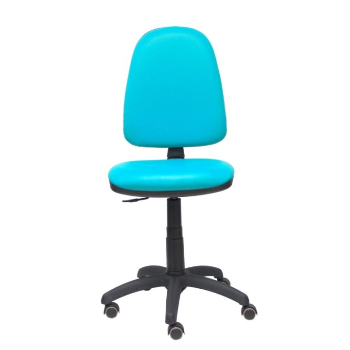 Silla Aýna similpiel verde turquesa ruedas de parqué