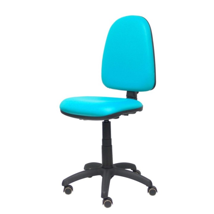 Silla Aýna similpiel verde turquesa ruedas de parqué