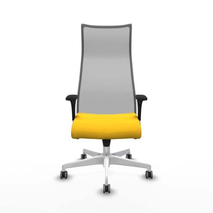 Albacete malla sincro malla gris similpiel amarillo brazos 1D base blanca ruedas 65mm engomadas