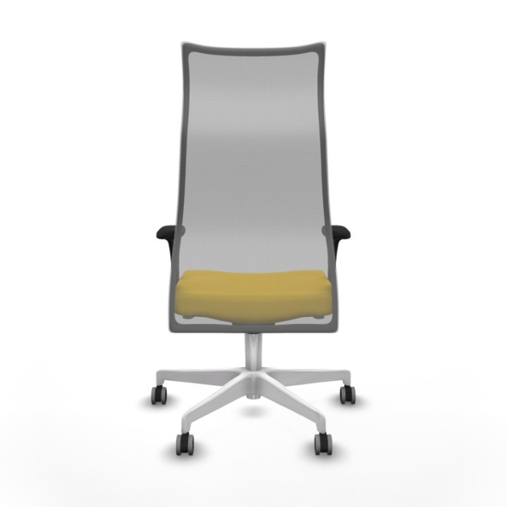 Albacete malla sincro malla gris similpiel amarillo brazos 1D base blanca ruedas 65mm engomadas