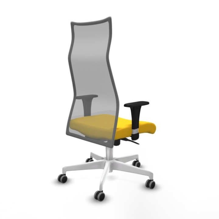 Albacete malla sincro malla gris similpiel amarillo brazos 1D base blanca ruedas 65mm engomadas