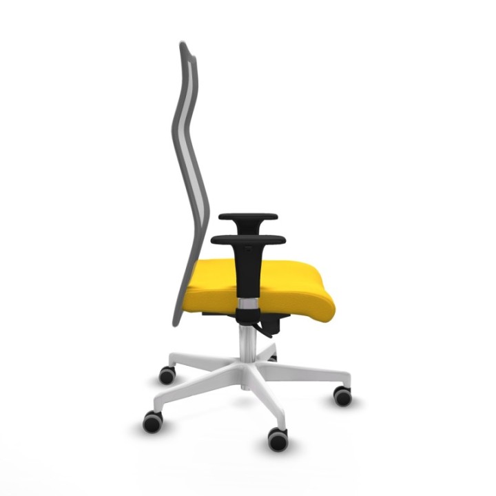 Albacete malla sincro malla gris similpiel amarillo brazos 1D base blanca ruedas 65mm engomadas