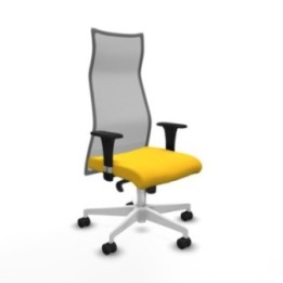 Albacete malla sincro malla gris similpiel amarillo brazos 1D base blanca ruedas 65 mm nailon