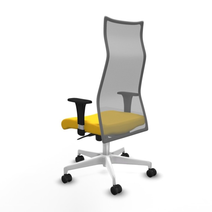 Albacete malla sincro malla gris similpiel amarillo brazos 1D base blanca ruedas 65 mm nailon