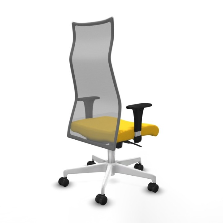 Albacete malla sincro malla gris similpiel amarillo brazos 1D base blanca ruedas 65 mm nailon