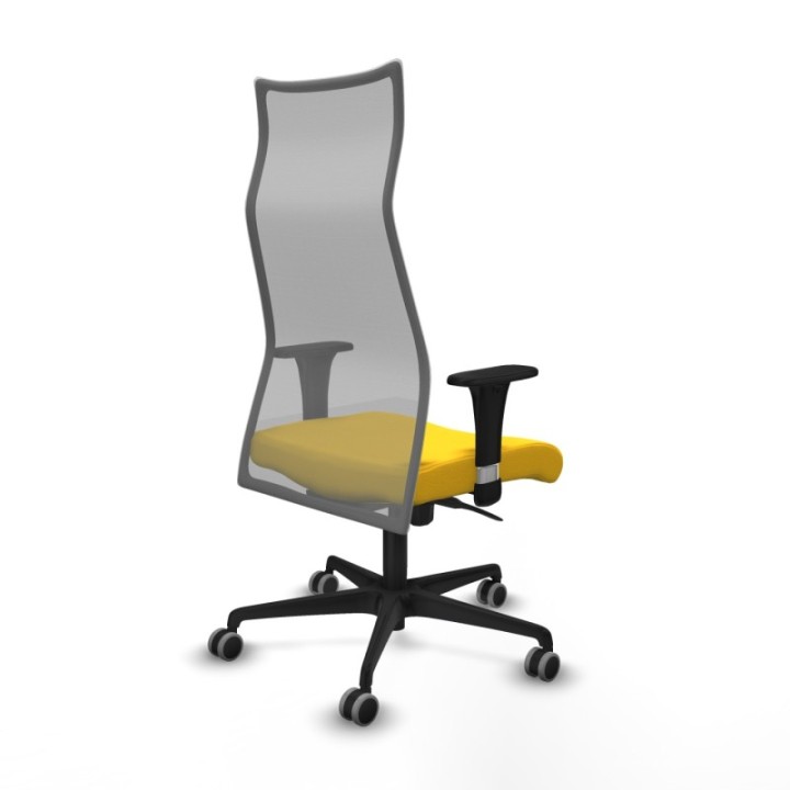 Albacete malla sincro malla gris similpiel amarillo brazos 1D base nailon ruedas 65mm engomadas