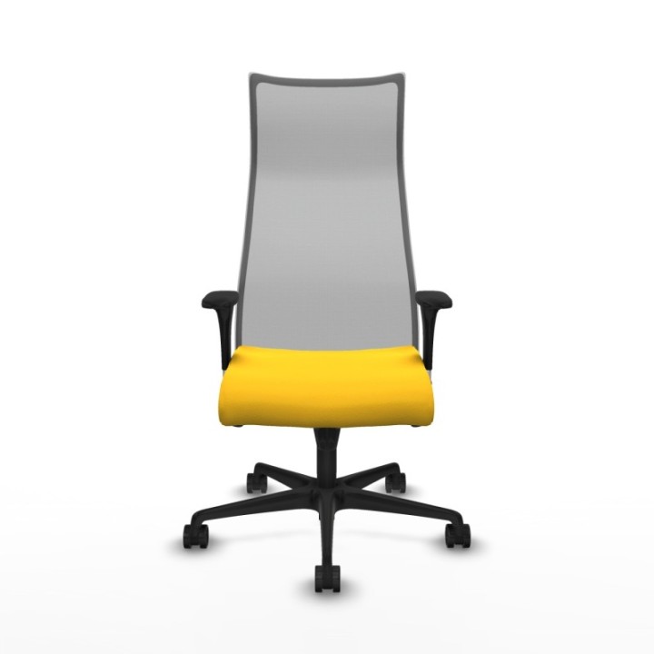 Albacete malla sincro malla gris similpiel amarillo brazos 1D base nailon ruedas 65 mm nailon