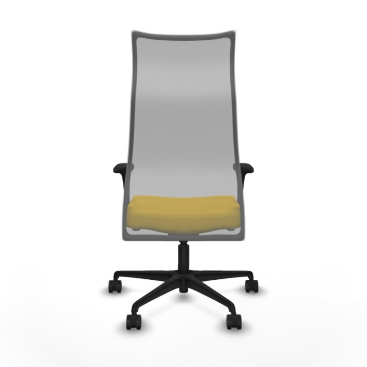 Albacete malla sincro malla gris similpiel amarillo brazos 1D base nailon ruedas 65 mm nailon