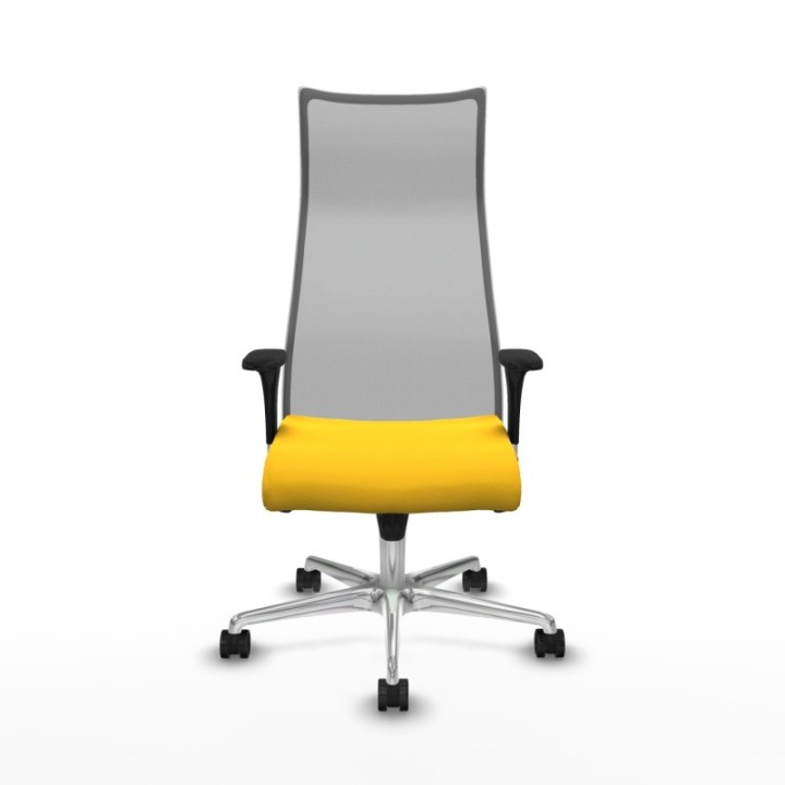 Albacete malla sincro malla gris similpiel amarillo brazos 1D base aluminio ruedas 65 mm nailon