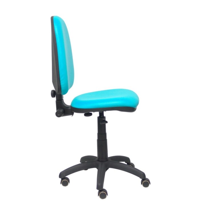 Silla Aýna similpiel verde turquesa ruedas de parqué