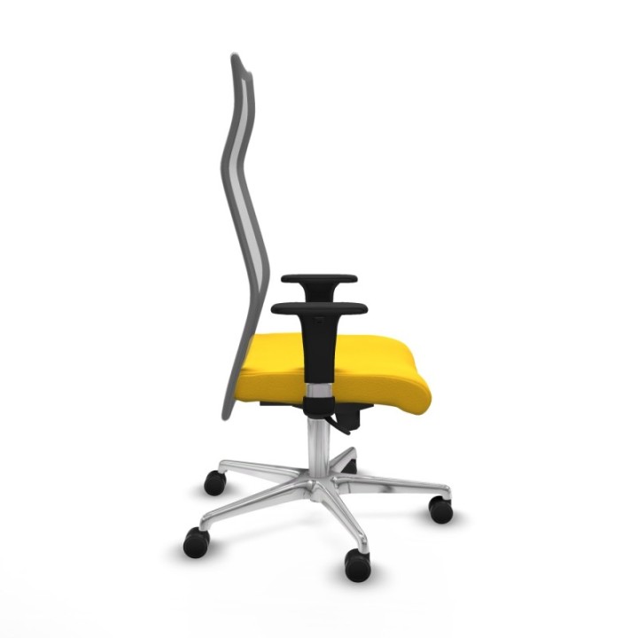 Albacete malla sincro malla gris similpiel amarillo brazos 1D base aluminio ruedas 65 mm nailon