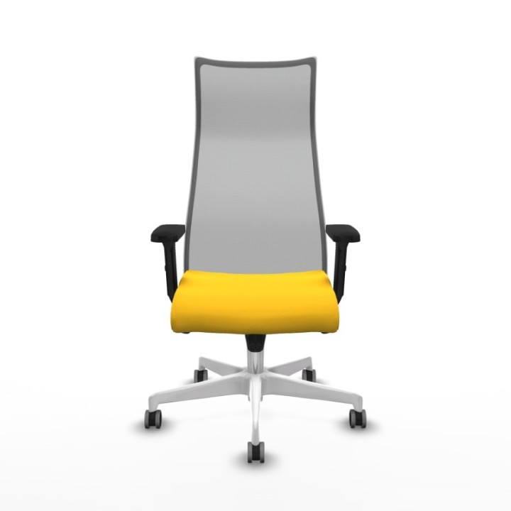 Albacete malla sincro malla gris similpiel amarillo brazos 2D base blanca ruedas 65mm engomadas