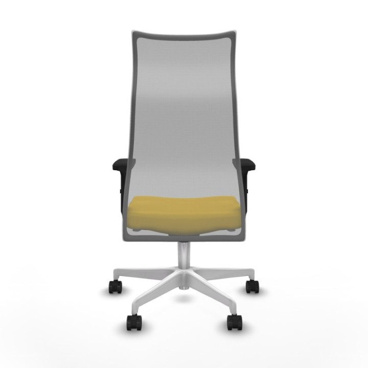 Albacete malla sincro malla gris similpiel amarillo brazos 2D base blanca ruedas 65 mm nailon