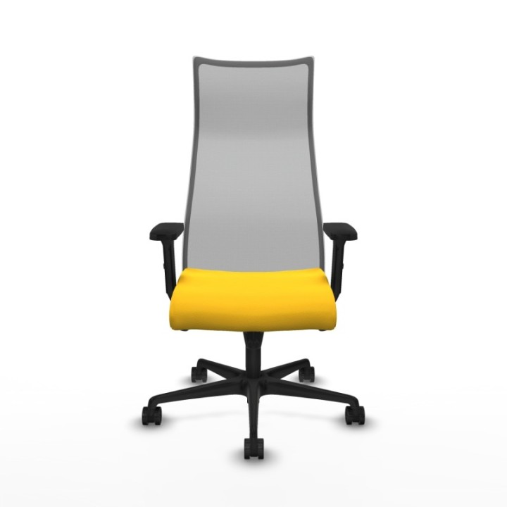 Albacete malla sincro malla gris similpiel amarillo brazos 2D base nailon ruedas 65 mm nailon