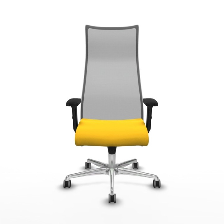 Albacete malla sincro malla gris similpiel amarillo brazos 2D base aluminio ruedas 65mm engomadas