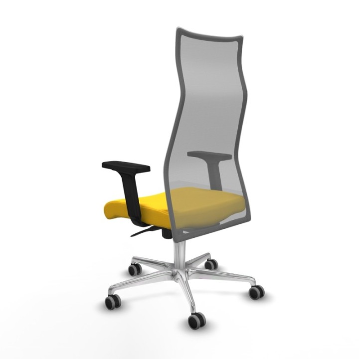 Albacete malla sincro malla gris similpiel amarillo brazos 2D base aluminio ruedas 65mm engomadas