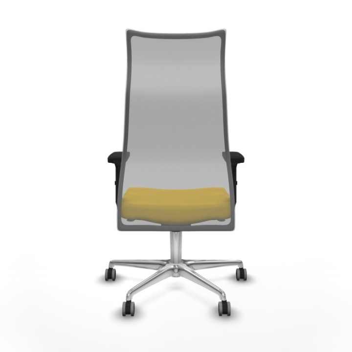 Albacete malla sincro malla gris similpiel amarillo brazos 2D base aluminio ruedas 65mm engomadas