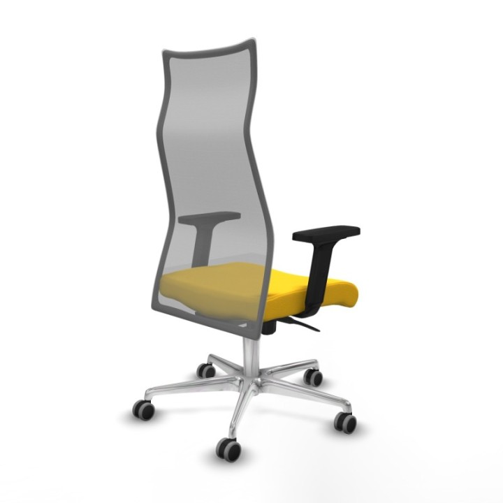 Albacete malla sincro malla gris similpiel amarillo brazos 2D base aluminio ruedas 65mm engomadas