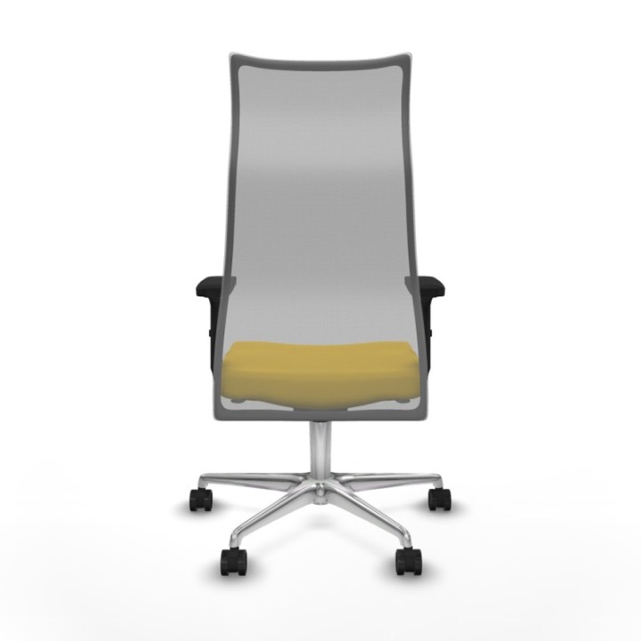 Albacete malla sincro malla gris similpiel amarillo brazos 2D base aluminio ruedas 65 mm nailon