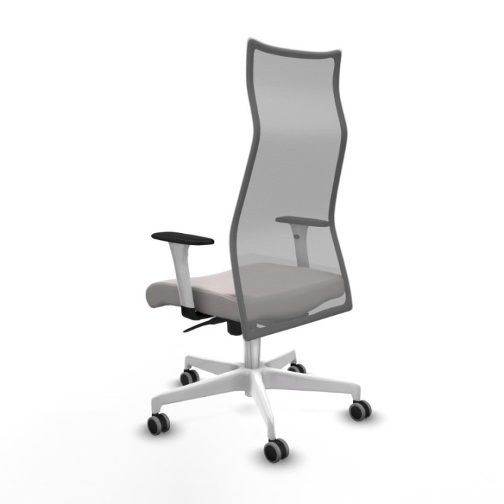 Albacete malla sincro malla gris similpiel blanco brazos blancos base blanca ruedas 65mm engomadas