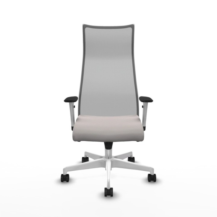 Albacete malla sincro malla gris similpiel blanco brazos blancos base blanca ruedas 65 mm nailon