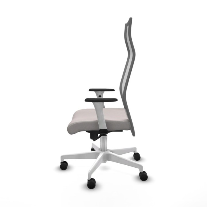 Albacete malla sincro malla gris similpiel blanco brazos blancos base blanca ruedas 65 mm nailon