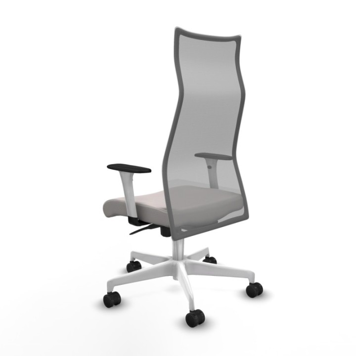 Albacete malla sincro malla gris similpiel blanco brazos blancos base blanca ruedas 65 mm nailon