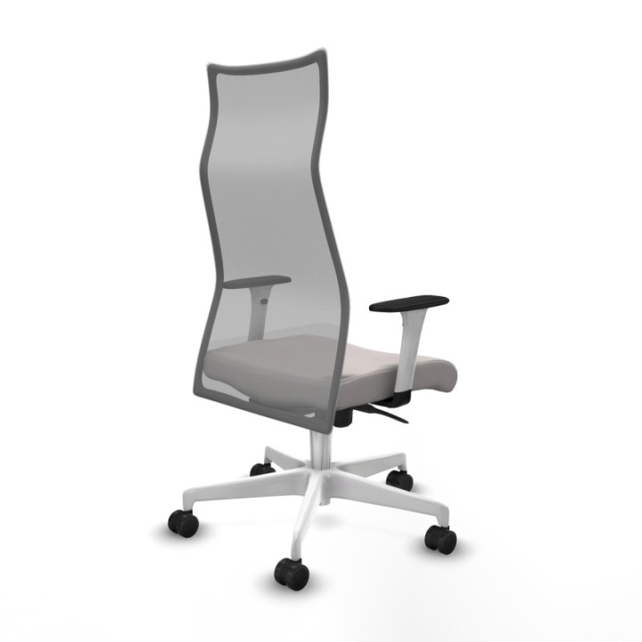 Albacete malla sincro malla gris similpiel blanco brazos blancos base blanca ruedas 65 mm nailon