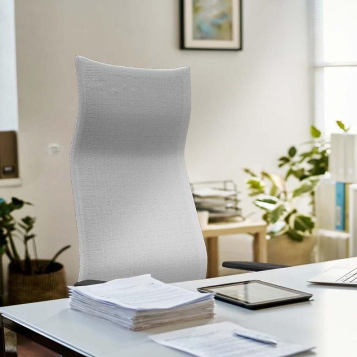 Albacete malla sincro malla gris similpiel blanco brazos blancos base blanca ruedas 65 mm nailon