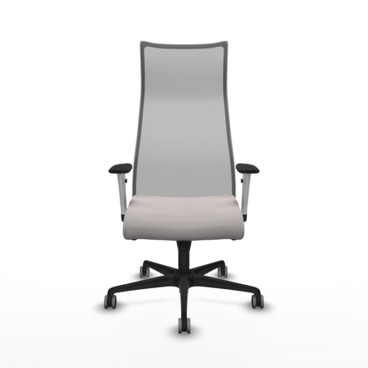 Albacete malla sincro malla gris similpiel blanco brazos blancos base nailon ruedas 65mm engomadas