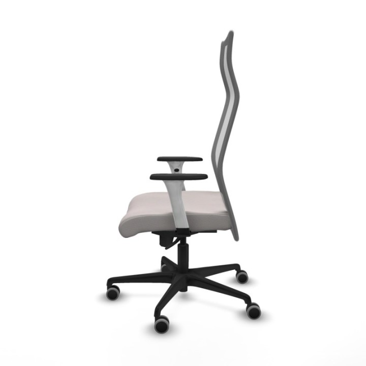 Albacete malla sincro malla gris similpiel blanco brazos blancos base nailon ruedas 65mm engomadas