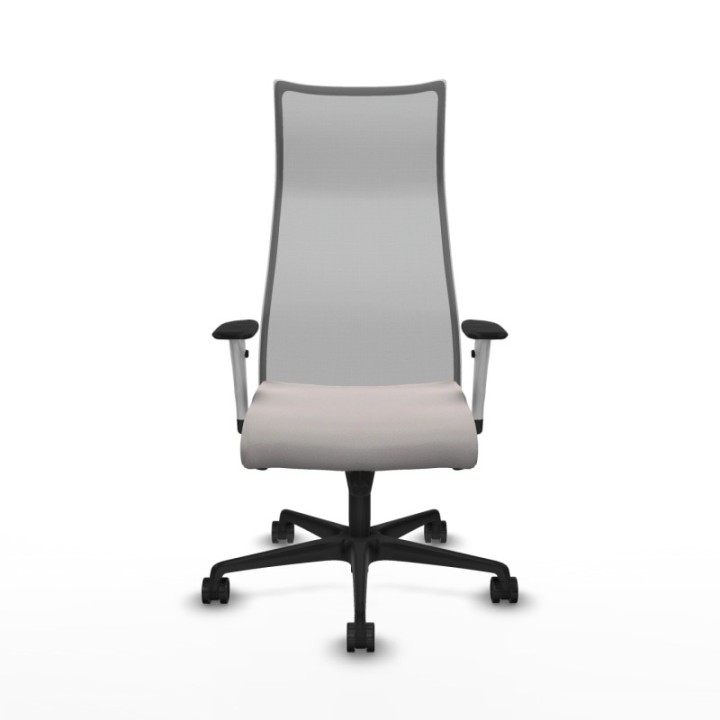 Albacete malla sincro malla gris similpiel blanco brazos blancos base nailon ruedas 65 mm nailon