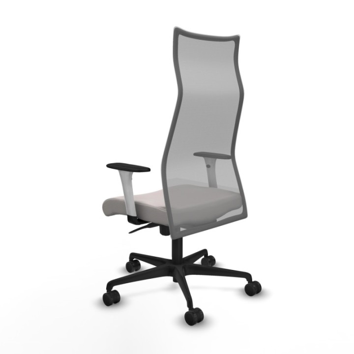 Albacete malla sincro malla gris similpiel blanco brazos blancos base nailon ruedas 65 mm nailon