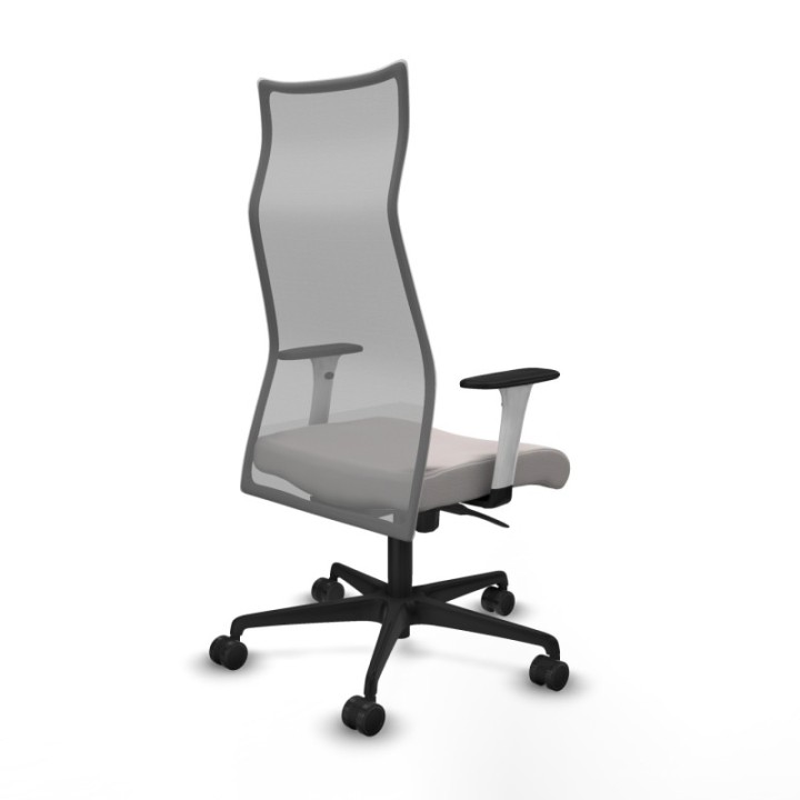 Albacete malla sincro malla gris similpiel blanco brazos blancos base nailon ruedas 65 mm nailon