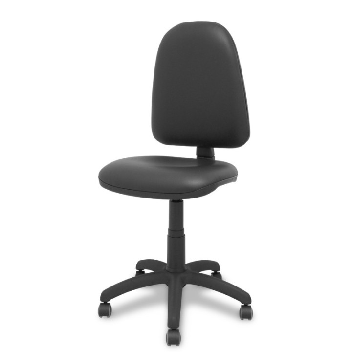 Silla Aýna similpiel negro ruedas de parqué