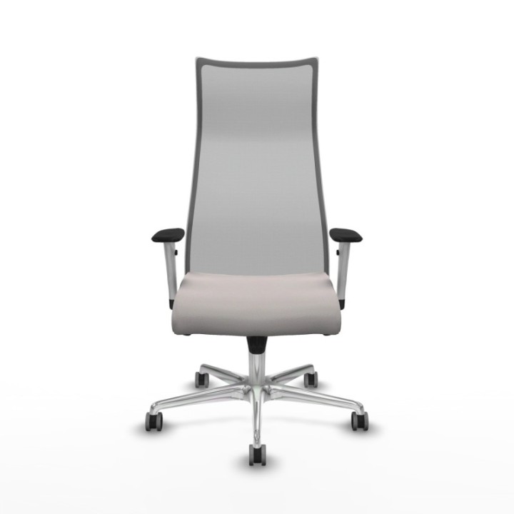 Albacete malla sincro malla gris similpiel blanco brazos blancos base aluminio ruedas 65mm engomadas