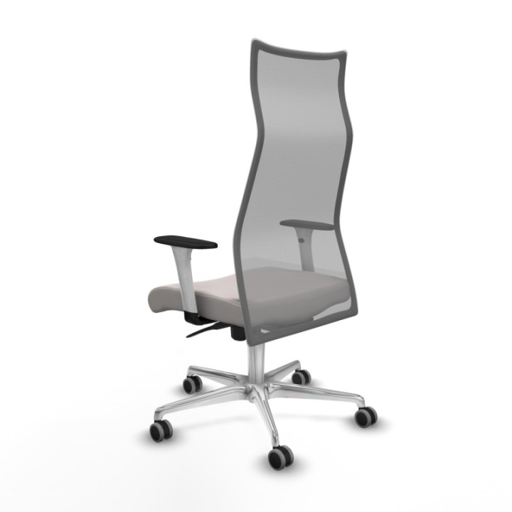 Albacete malla sincro malla gris similpiel blanco brazos blancos base aluminio ruedas 65mm engomadas