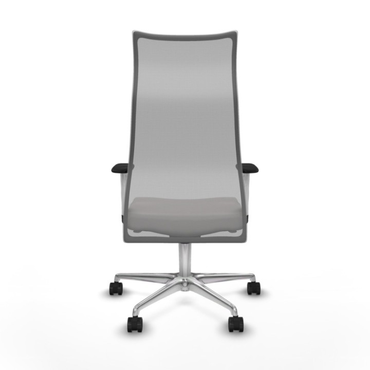 Albacete malla sincro malla gris similpiel blanco brazos blancos base aluminio ruedas 65 mm nailon