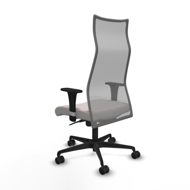 Albacete malla sincro malla gris similpiel blanco brazos 1D base nailon ruedas 65 mm nailon