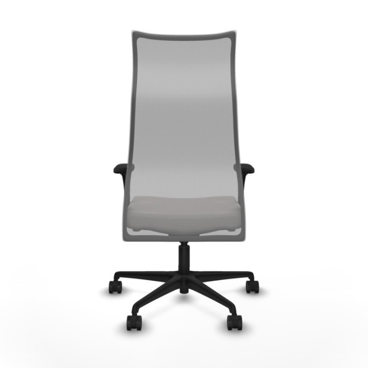 Albacete malla sincro malla gris similpiel blanco brazos 1D base nailon ruedas 65 mm nailon