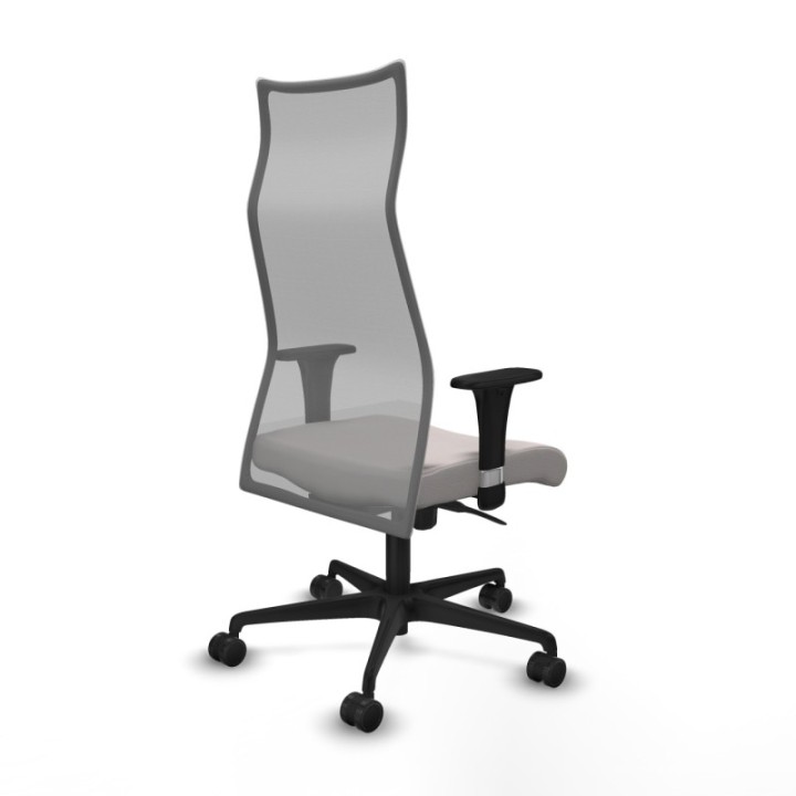 Albacete malla sincro malla gris similpiel blanco brazos 1D base nailon ruedas 65 mm nailon