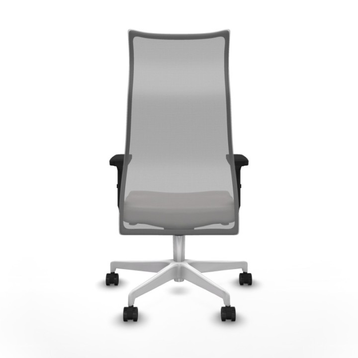 Albacete malla sincro malla gris similpiel blanco brazos 2D base blanca ruedas 65 mm nailon