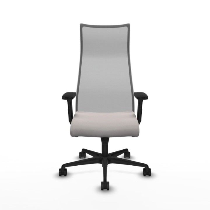 Albacete malla sincro malla gris similpiel blanco brazos 2D base nailon ruedas 65 mm nailon