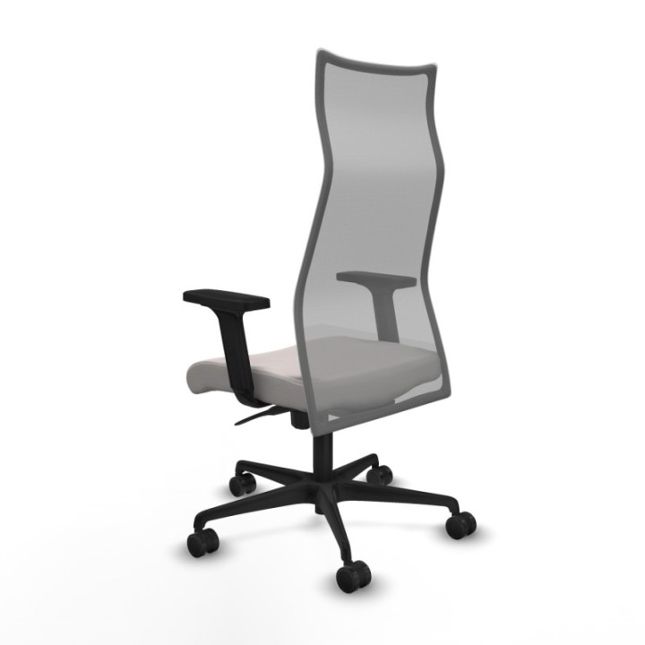 Albacete malla sincro malla gris similpiel blanco brazos 2D base nailon ruedas 65 mm nailon