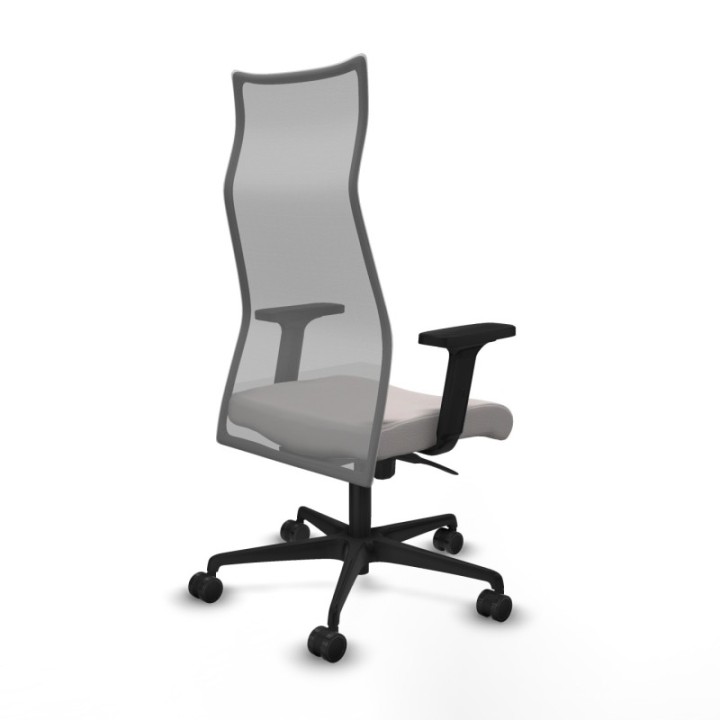 Albacete malla sincro malla gris similpiel blanco brazos 2D base nailon ruedas 65 mm nailon