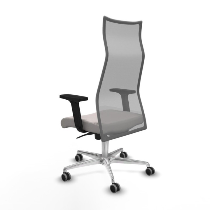 Albacete malla sincro malla gris similpiel blanco brazos 2D base aluminio ruedas 65mm engomadas