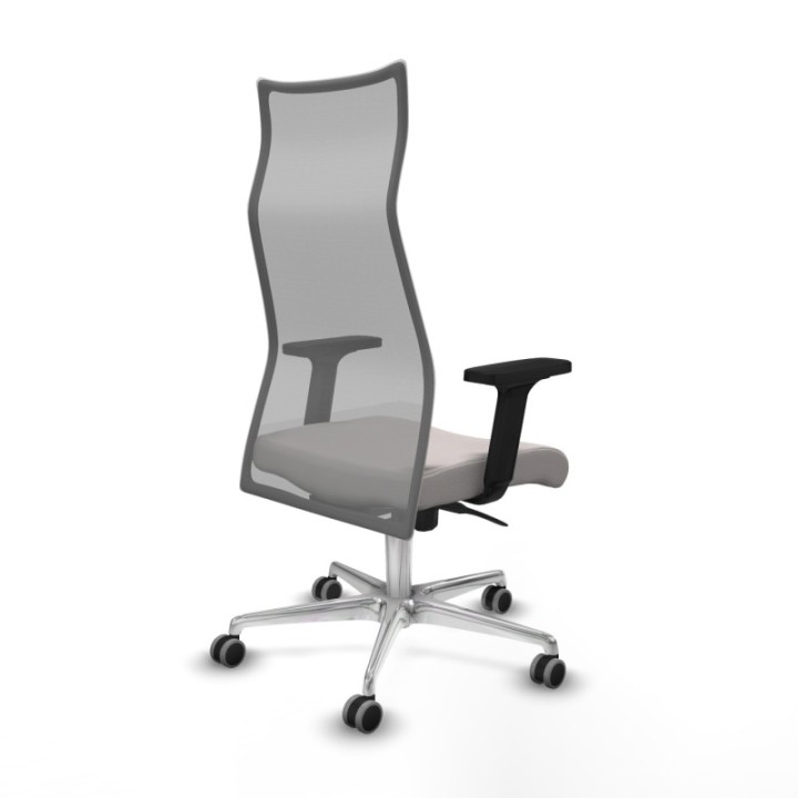 Albacete malla sincro malla gris similpiel blanco brazos 2D base aluminio ruedas 65mm engomadas